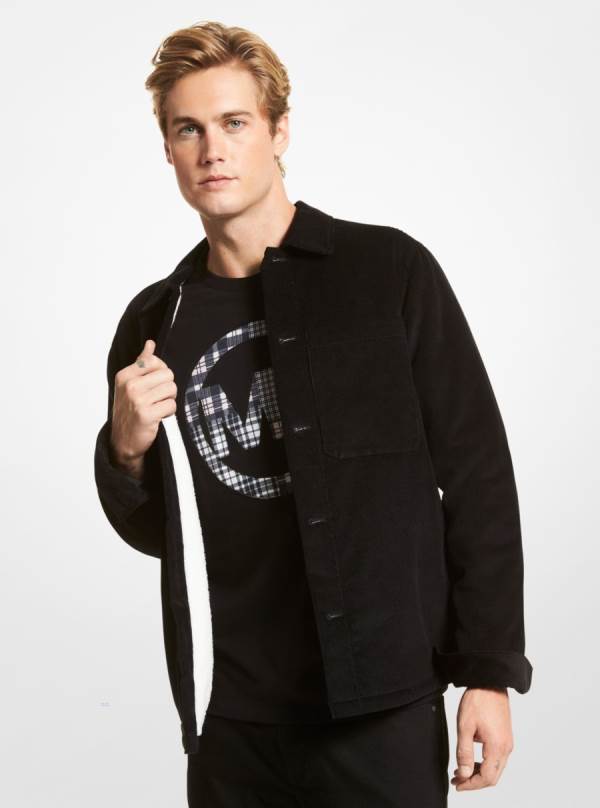 Panske Bundy Michael Kors Faux Shearling-Lined Corduroy Čierne - Oblecenie Michael Kors Slevy | OTLKQ-8324